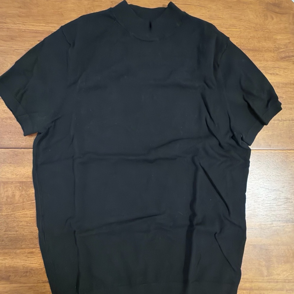 Zara Black Ribbed Crew Neck Top